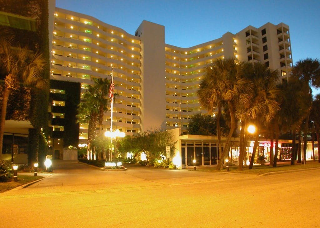 Bay Plaza Condos for Sale in Downtown Sarasota at Night